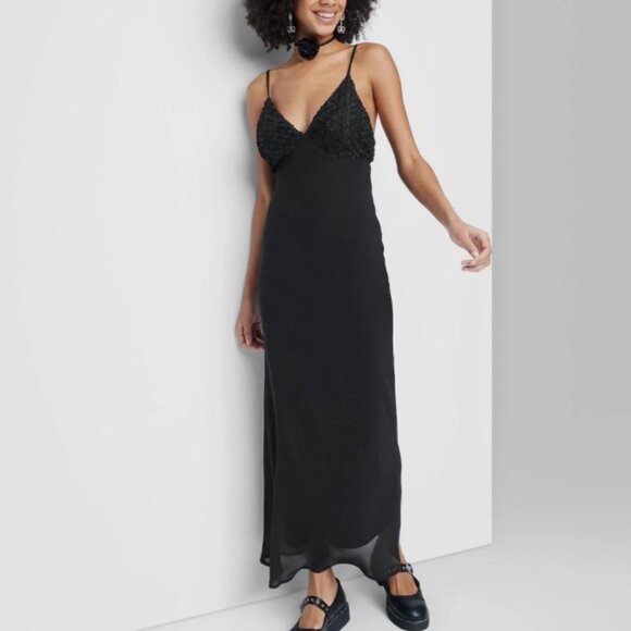 Wild Fable * Women’s Sleeveless Rosette Cup Maxi Dress * Size L – Black (NWT) 🖤 - Picture 1 of 7
